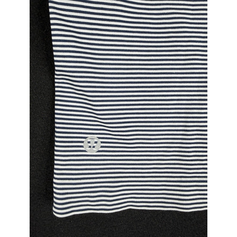 Lululemon Seamless Classic Fit Mariner Stripe Cropped T-Shirt Top Sz M Club Blue - Picture 10 of 13